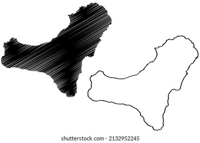 El Hierro island (Kingdom of Spain, Canary Islands) map vector illustration, scribble sketch Isla del Meridiano map