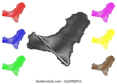 El Hierro island (Kingdom of Spain, Canary Islands) map vector illustration, scribble sketch Isla del Meridiano map