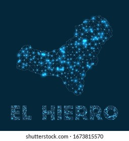 El Hierro Netzwerkkarte. Abstrakte geometrische Karte der Insel. Internetanschlüsse und Telekommunikation. Schöne Vektorillustration.