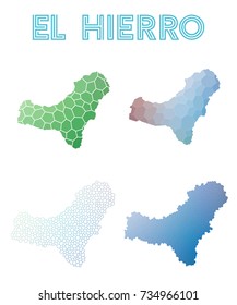 El Hierro polygonal island map. Mosaic style maps collection. Bright abstract tessellation, geometric, low poly, modern design. El Hierro polygonal maps for infographics or presentation.