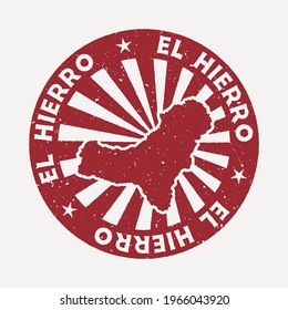 El Hierro stamp. Travel red rubber stamp with the map of the island, vector illustration. Can be used as insignia, logotype, label, sticker or badge of El Hierro.