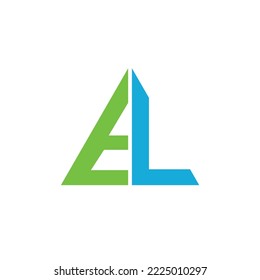 EL initial based vector logo. Green and blue colored triangle based logo. Logo for company, brand, product, personal, and business.