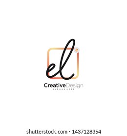 EL initial handwriting with color logo icon template vector.