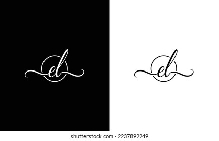 EL Logo de escritura manual inicial con vector de plantilla de círculo.