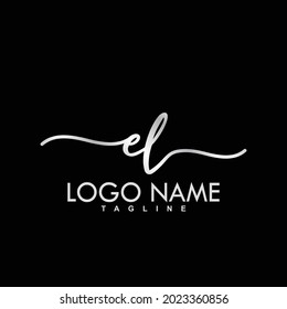 EL Initial Handwriting Logo Design Vector