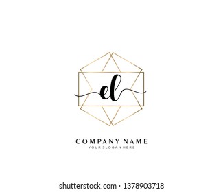 EL initial handwriting logo geometric template vector