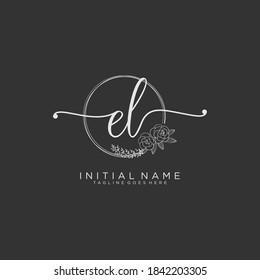 EL Initial handwriting logo vector