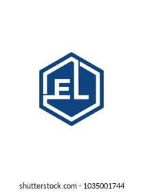 EL initial hexagon letter logo template vector
