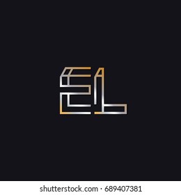 EL initial letters elegant logo golden silver black background