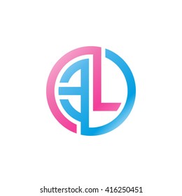 EL initial letters linked circle logo pink blue