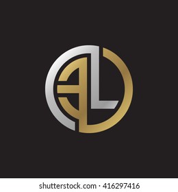 EL initial letters linked circle elegant logo golden silver black background