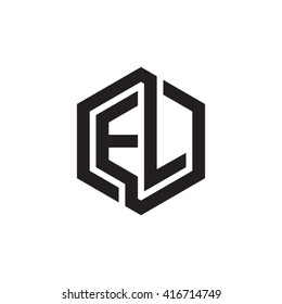 EL initial letters loop linked hexagon monogram logo