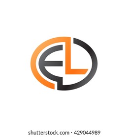 EL initial letters looping linked ellipse logo orange black