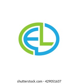 EL initial letters looping linked ellipse logo blue green