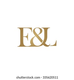 E&L Initial logo. Ampersand monogram golden logo