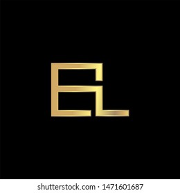EL Initial logo Capital Letters Gold colors