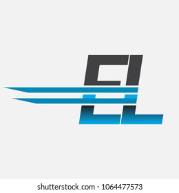 EL initial logo company name colored black and blue, Simple and Modern Logo Design.