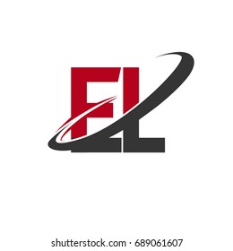 EL initial logo company name colored red and black swoosh design, isolated on white background. vector logo for business and company identity.