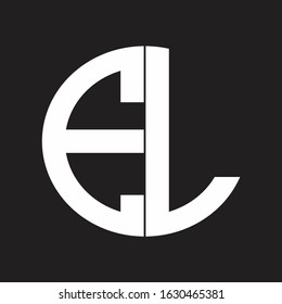 EL Initial Logo design Monogram Isolated on black and white