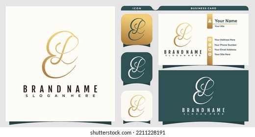 EL initial logo illustration with business card design