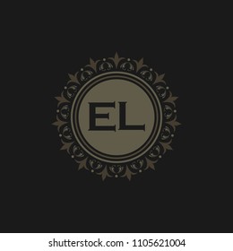 EL initial logo. Luxury ornament crown logo.