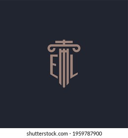 EL initial logo monogram with pillar style design for law firm and justice company