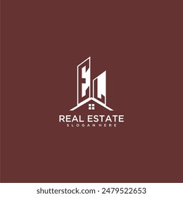 EL initial monogram building and roof logo for real estate