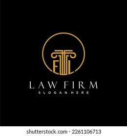 EL initial monogram for law firm with creative circle line