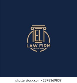 EL initial monogram for law firm with creative circle line