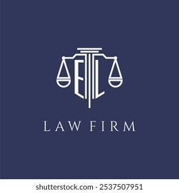 EL initial monogram for lawfirm logo with scales vector image
