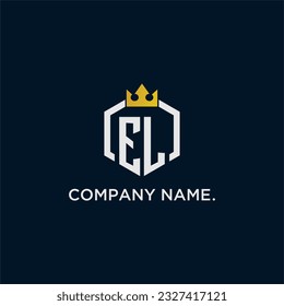 EL initial monogram logo design for hexagon style  crown elegant image