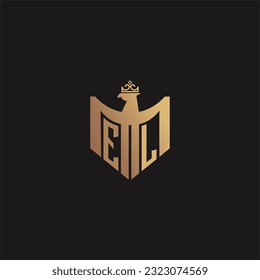 EL initial monogram logo for eagle  crown image vector design