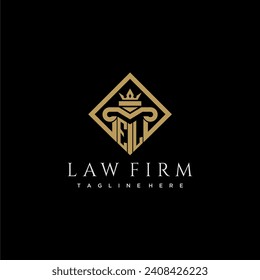 EL initial monogram logo for lawfirm with pillar in creative square design