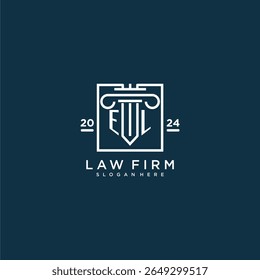 Logotipo do monograma inicial da EL para escritório de advocacia com design de pilares na praça criativa