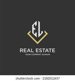EL initial monogram logo for real estate with polygon style