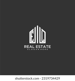 EL initial monogram logo for real estate with home shapes creative design