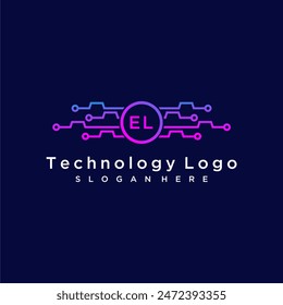 EL initial monogram for technology logo with circle style design