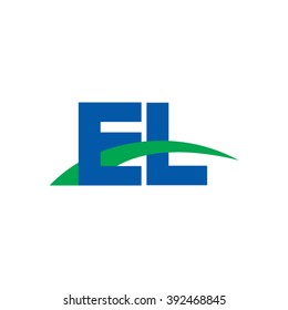 EL initial overlapping swoosh letter logo blue green