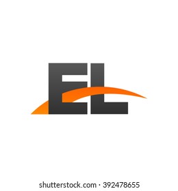 EL initial overlapping swoosh letter logo black orange