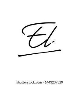 EL initial signature logo. handwriting logo template vector,