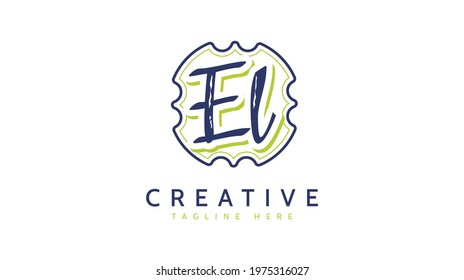 EL Initials, handwriting logo vector