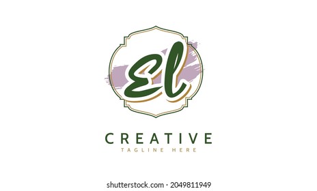 EL Initials, handwriting logo vector