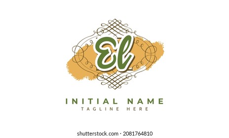 El Initials, handwriting logo vector