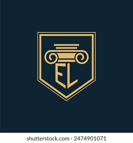 EL Initials Law Firm Logo Lawyer logo with creative law element