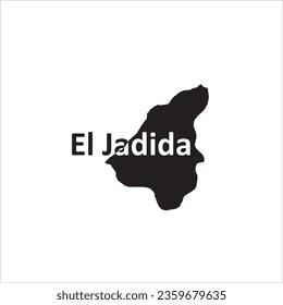 El Jadida Morocco map and black letter design on white background