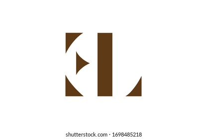 EL or LE and E or L Letter Initial Logo Design, Vector Template