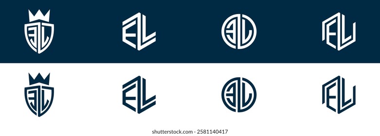 EL LE letter logo set design