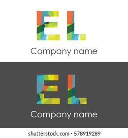 EL letter abstract mosaic shape icon colorful
