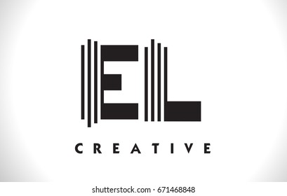 EL Letter Logo With Black Lines Design. Line Letter Symbol Vector Illustration