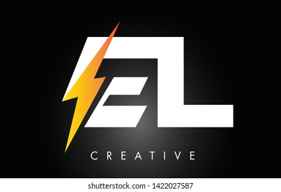 EL Letter Logo Design With Lighting Thunder Bolt. Electric Bolt Letter Logo Vector Illustration.